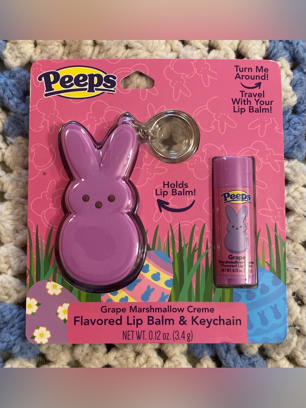 Peeps Grape Marshmallow Lip Balm Keychain